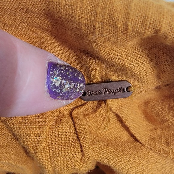 Free People Lula Apron Bib Open Back Midi Dress In Gold Size 8 Cotton - Picture 5 of 14